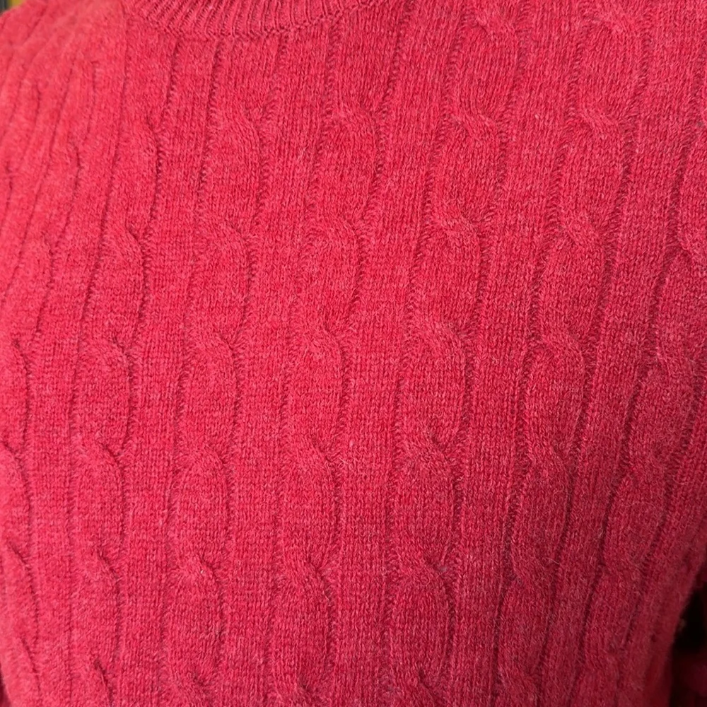 J. Crew  Red 100% Lambs wool  Cable Knit Crew Neck Sweater Size Men's XL